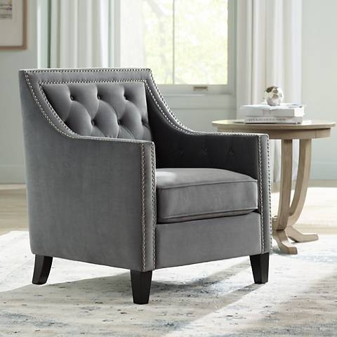 Tiffany Gray Tufted Armchair - Image 0