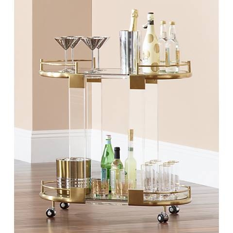 Adaline Acrylic and Gold Oval Bar Cart clear - Image 0