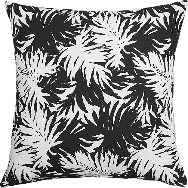 18" the hill-side palm leaves black and white pillow with feather insert - Image 0