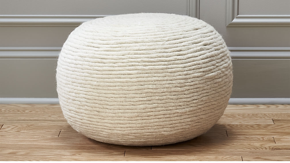 Wool Wrap Natural Pouf, Restock in Mid September,2023. - Image 1