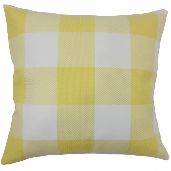 Baker Plaid Pillow yellow - 18" x 18" - Polyester Insert - Image 0