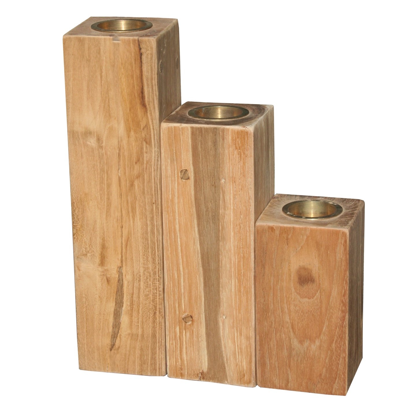 3 Piece Wood Candlestick Set by ChicTeak - Image 0