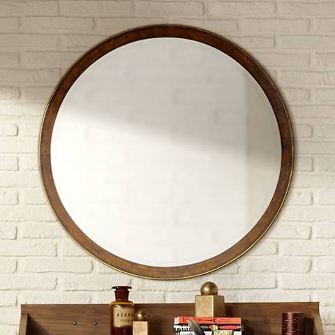 Cooper Classics Daniel 34" Round Wood Wall Mirror - Image 0
