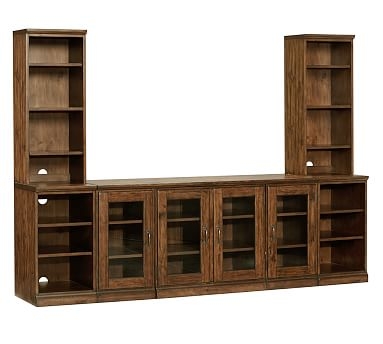 Printer's 96" 7-Piece Entertainment Center with Bookcases, Tuscan Chestnut - Image 0