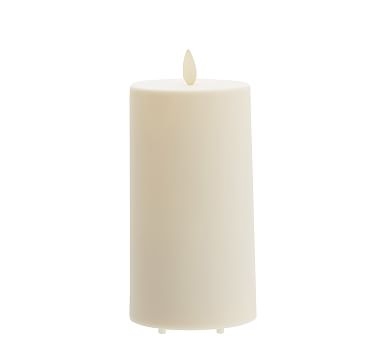 Premium Flickering Flameless Outdoor Wax Pillar Candle, 3"x6" - Ivory - Image 1