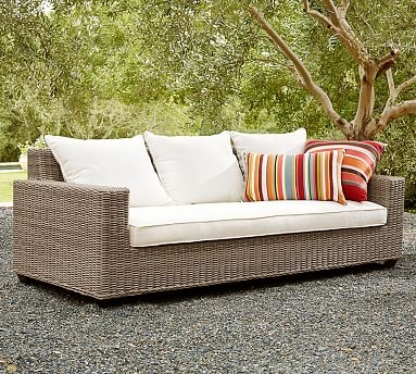 Torrey All-Weather Wicker Square Arm 86" Sofa with Cushion, Natural - Image 1