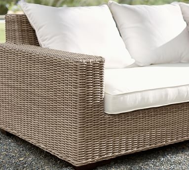 Torrey All-Weather Wicker Square Arm 86" Sofa with Cushion, Natural - Image 2