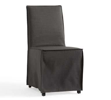 Carissa Slipcovered Dining Side Chair, Linen Weave Khaki - Image 2