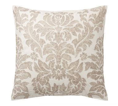 Francesca Embroidered Pillow Cover, 24", Neutral Multi - Image 1