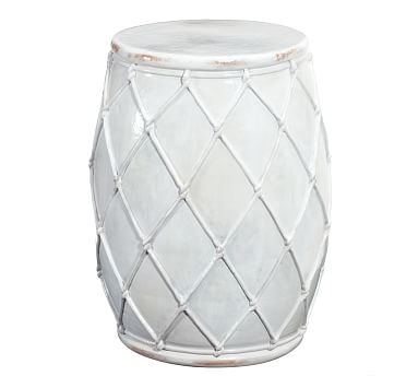 Net Ceramic Accent Table, Ivory - Image 1