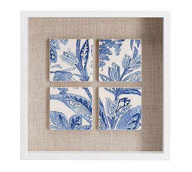Open-Front Shadow Box Wall Art, White Tiles - Image 0
