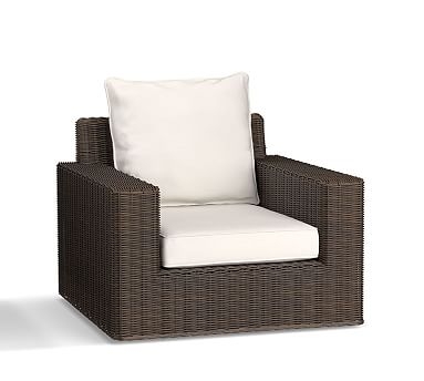 Torrey All-Weather Wicker Square Arm Swivel Lounge Chair with Cushion, Espresso - Image 1
