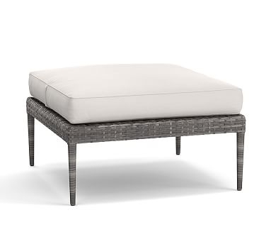Cammeray All-Weather Wicker Outdoor Sectional, Ottoman with Cushion, Gray - Image 0
