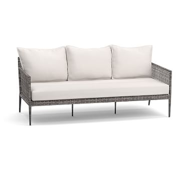 Cammeray All-Weather Wicker Sofa with Cushion, Gray - Image 0