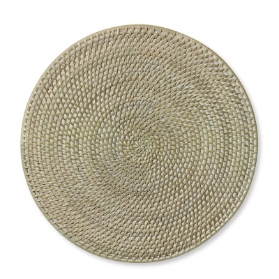 White Wash Woven Hapao Round Place Mat - Image 0