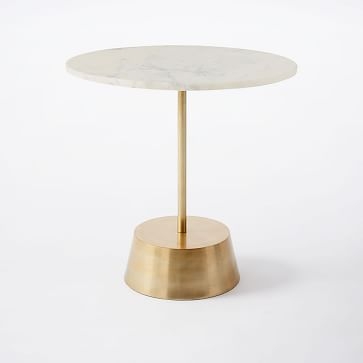 Maisie Side Table - Short, White Marble/Antique Brass - Image 0