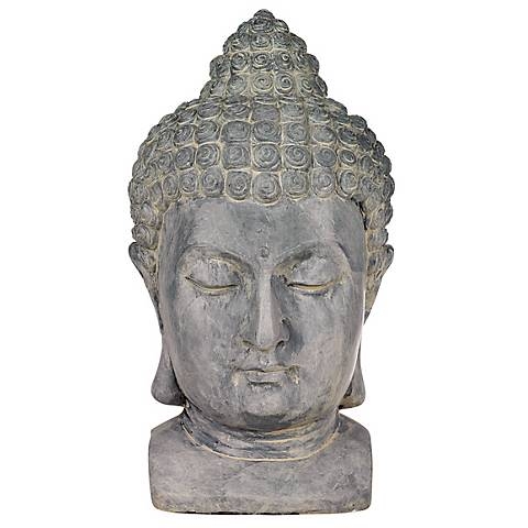 Meditating Buddha Head 18 1/2" High Outdoor Statue - Image 0