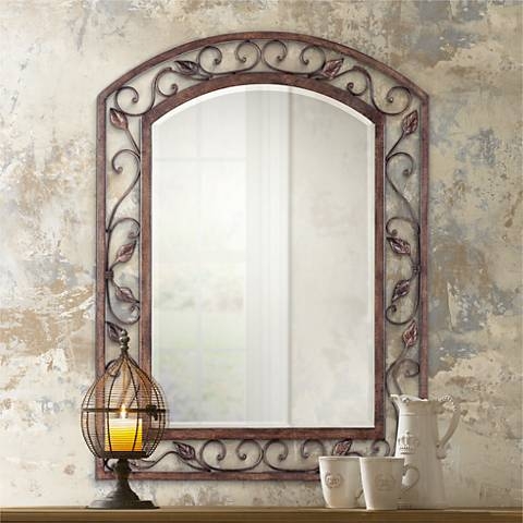 Franklin Iron Eden Park Bronze 25" x 34" Arch Top Wall Mirror - Image 0