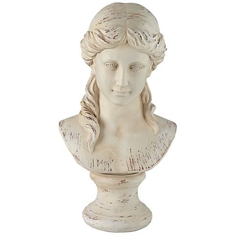 Classic Greek Bust Sculpture, Antique White, 17.5" - Image 0