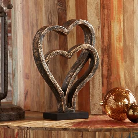 Interlocking Hearts 11 3/4" High Bronze Finish Sculpture - Image 0