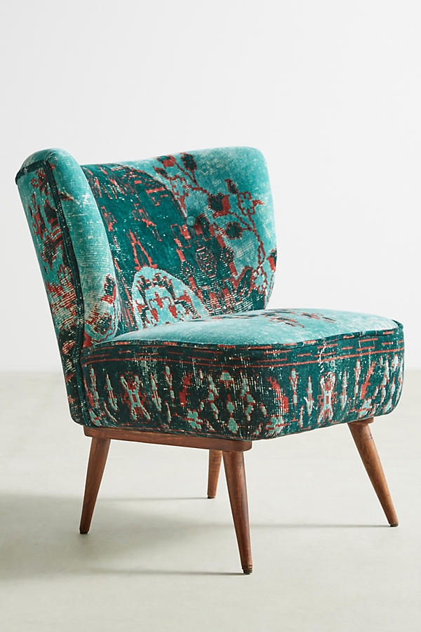 Dhurrie Occasional Chair -Dark Turquoise - Image 0