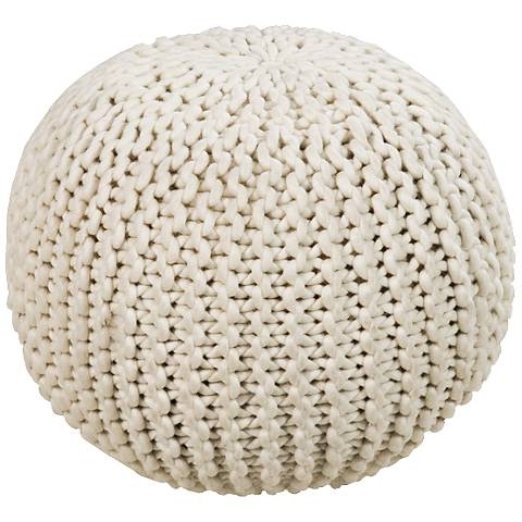 Surya Knit Sesame Wool Round Pouf Ottoman tone - Image 0