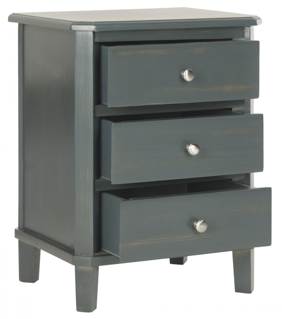 Joe End Table With Storage Drawers - Steel Teal - Safavieh - Image 1