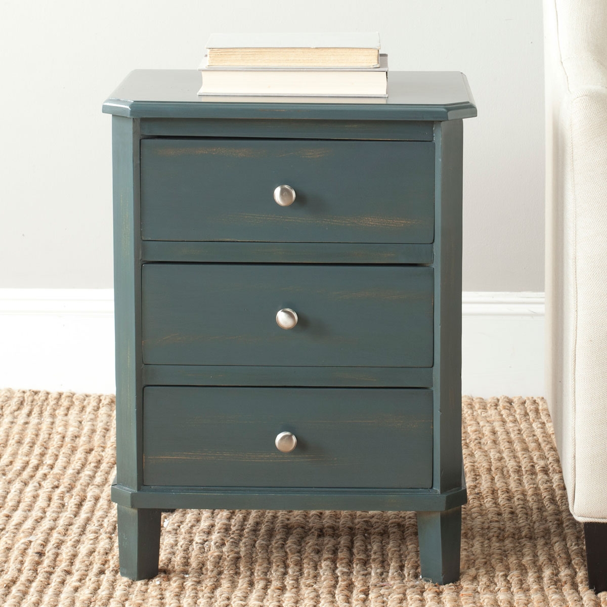 Joe End Table With Storage Drawers - Steel Teal - Safavieh - Image 2