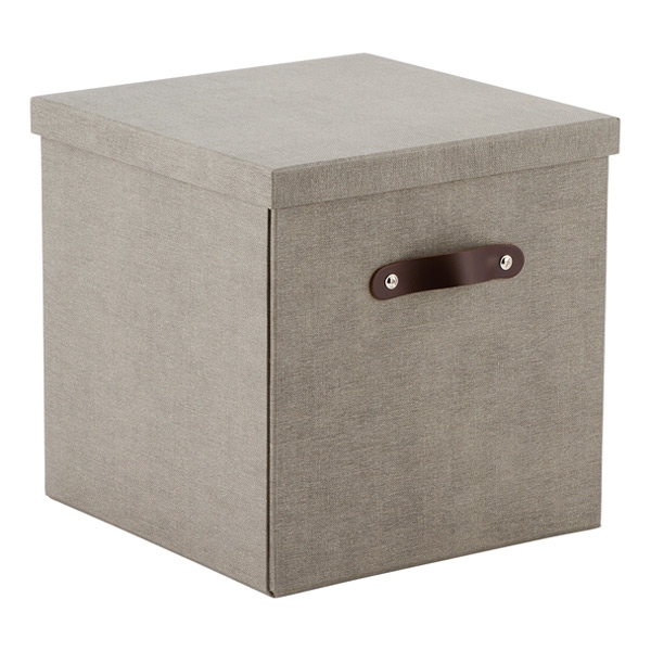 Bigso Marten Grey Storage Cube with Leather Handles - Image 0