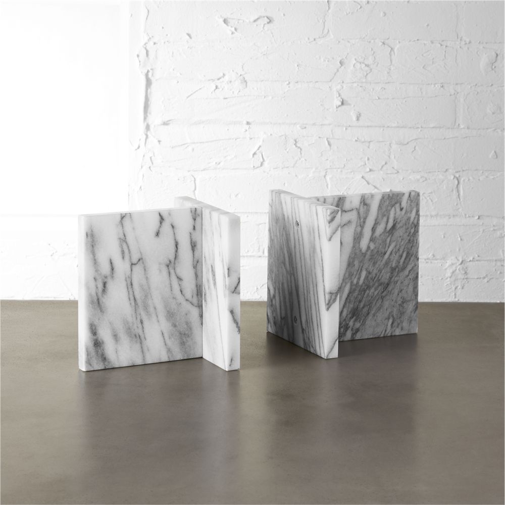 set of 2 endiron marble bookends - Image 0
