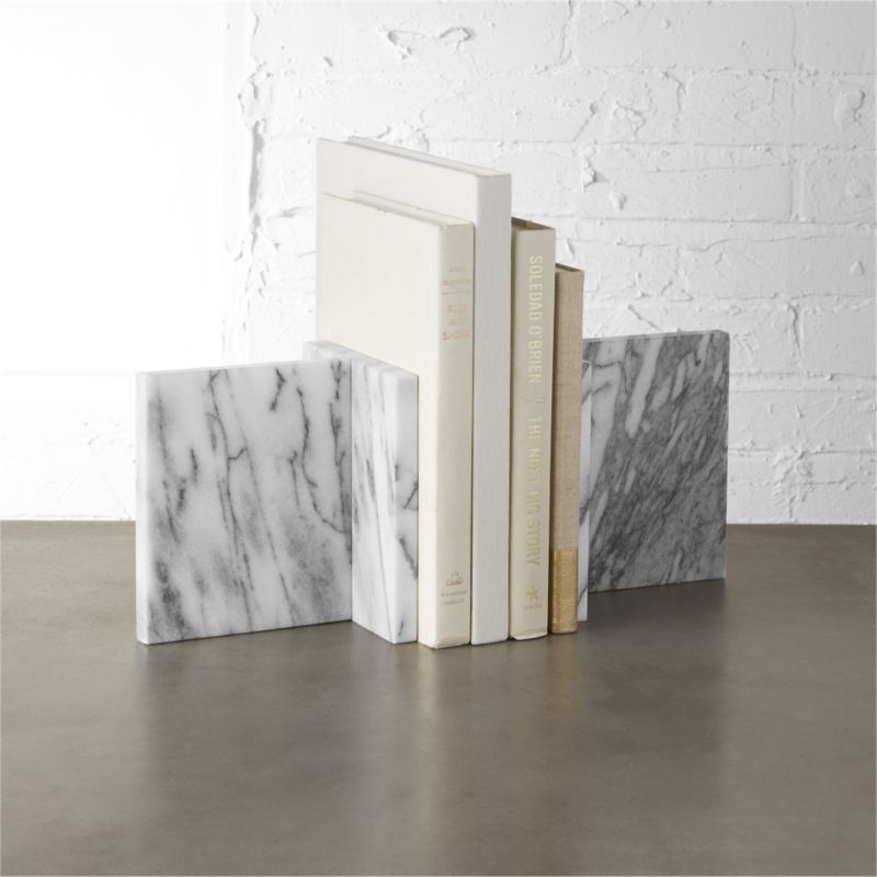 set of 2 endiron marble bookends - Image 1