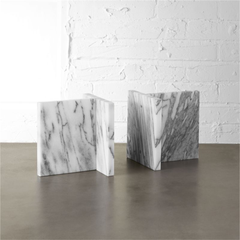 set of 2 endiron marble bookends - Image 2