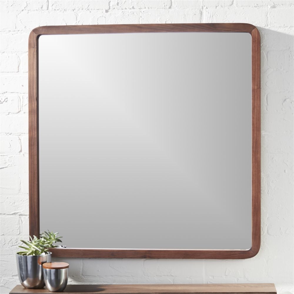 "walnut 30"" square wall mirror" - Image 0