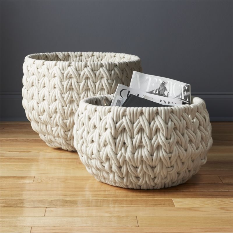 Conway Round White Cotton Storage Basket Large - Image 1