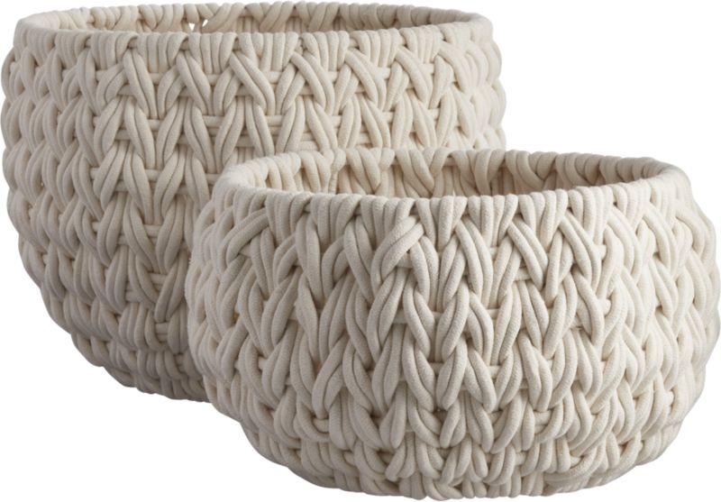 Conway Round White Cotton Storage Basket Large - Image 2