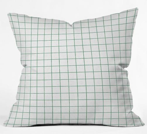 FRENCH LINEN GRID EMERALD Throw Pillow - Image 0