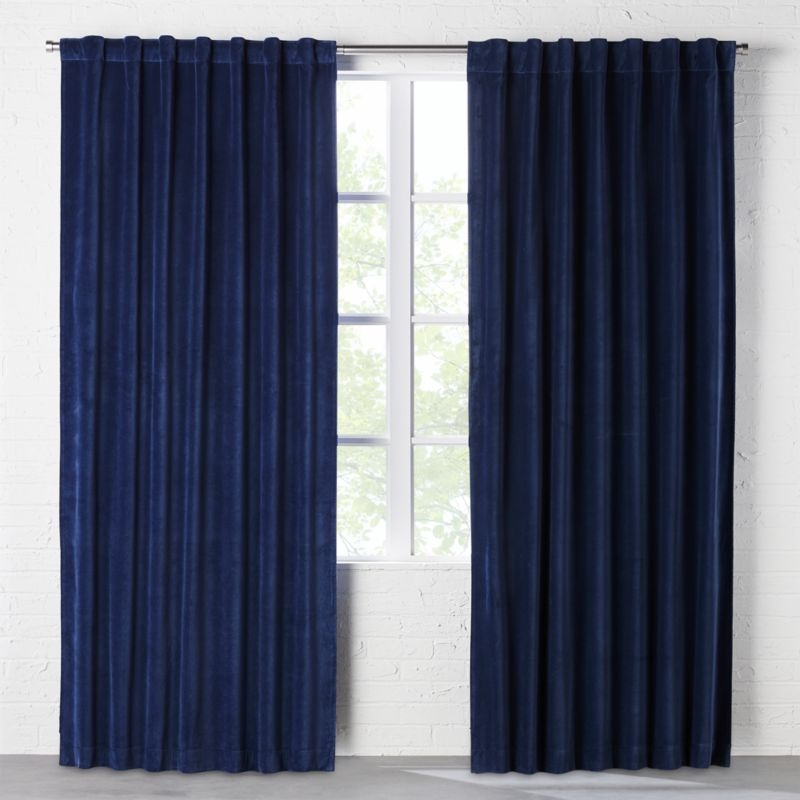 velvet navy curtain panel 48"x96" - Image 1