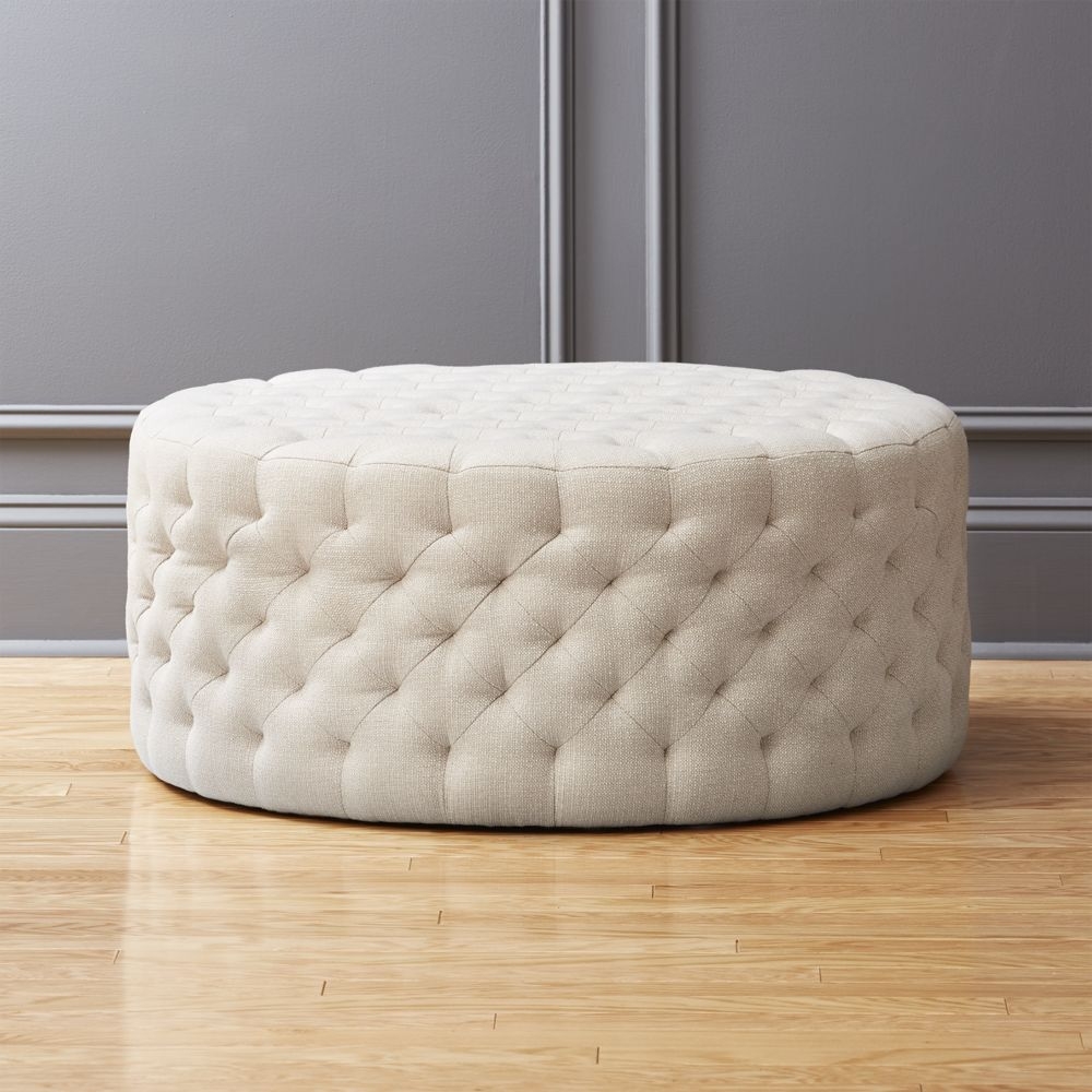 tufted natural ottoman - FINAL SALE - Image 0