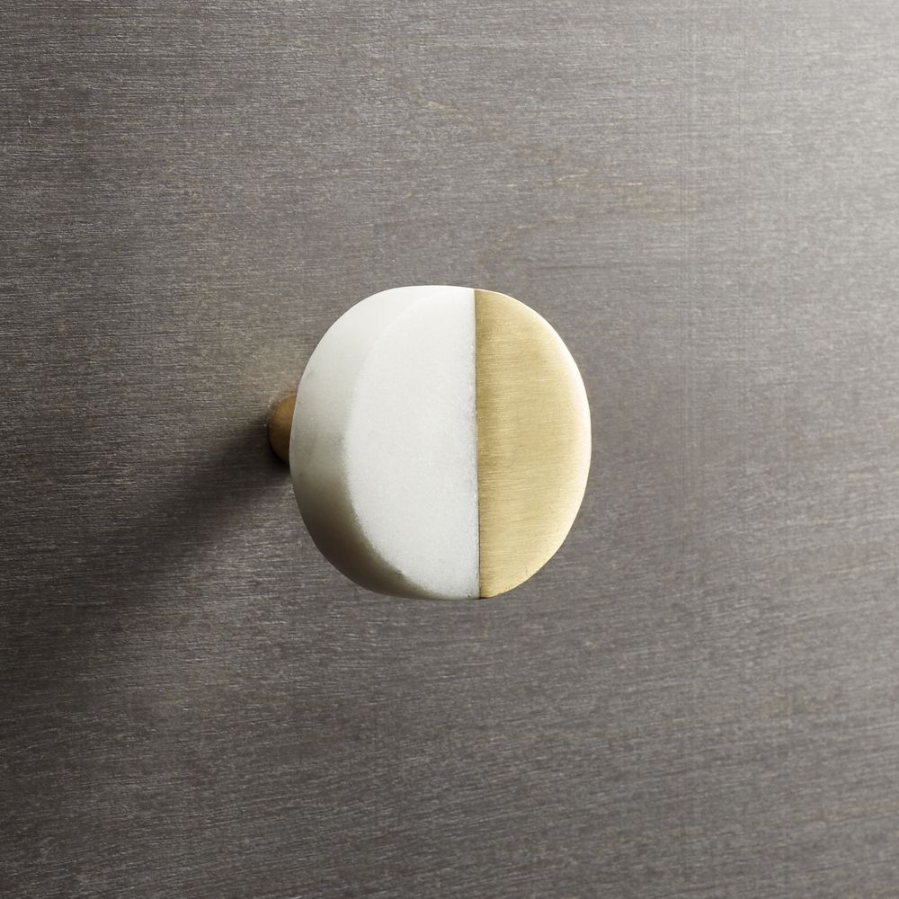 selene round marble and brass knob - Image 0