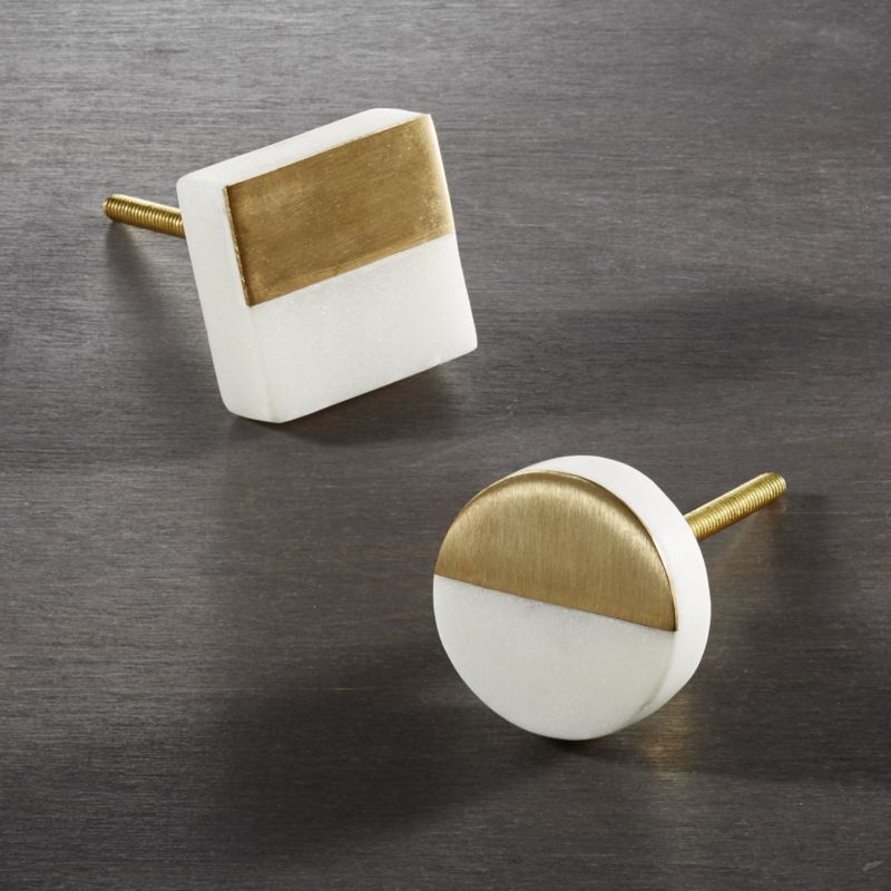selene round marble and brass knob - Image 1