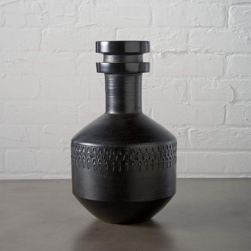 Smoke Stack Black Terracotta Vase - Image 3