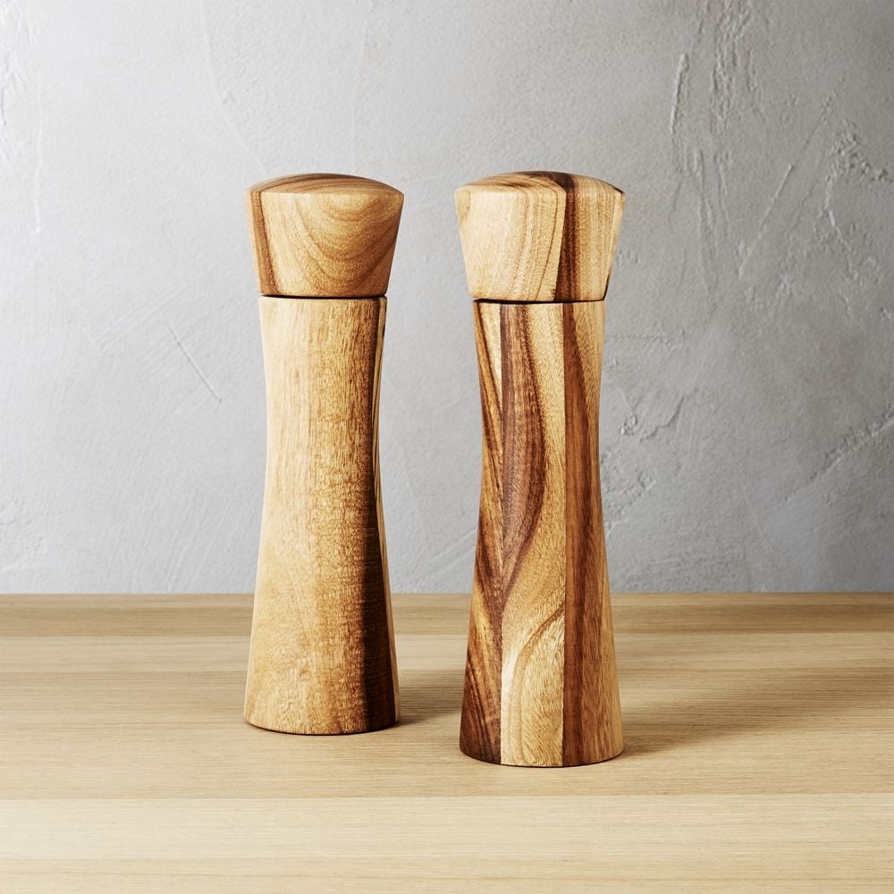 set of 2 cinch acacia short salt-pepper mills - Image 0