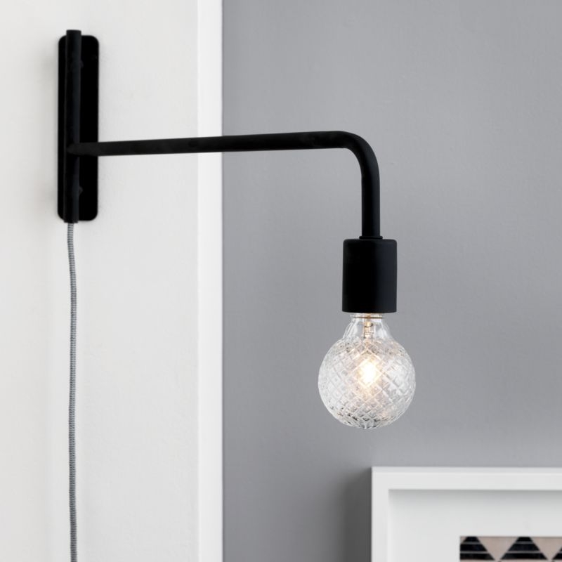 swing arm black wall sconce - Image 1