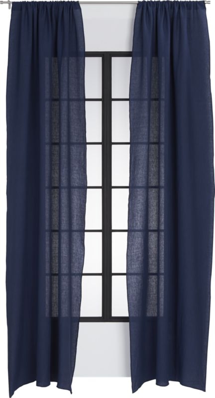 "navy linen curtain panel 48""x108" - Image 1
