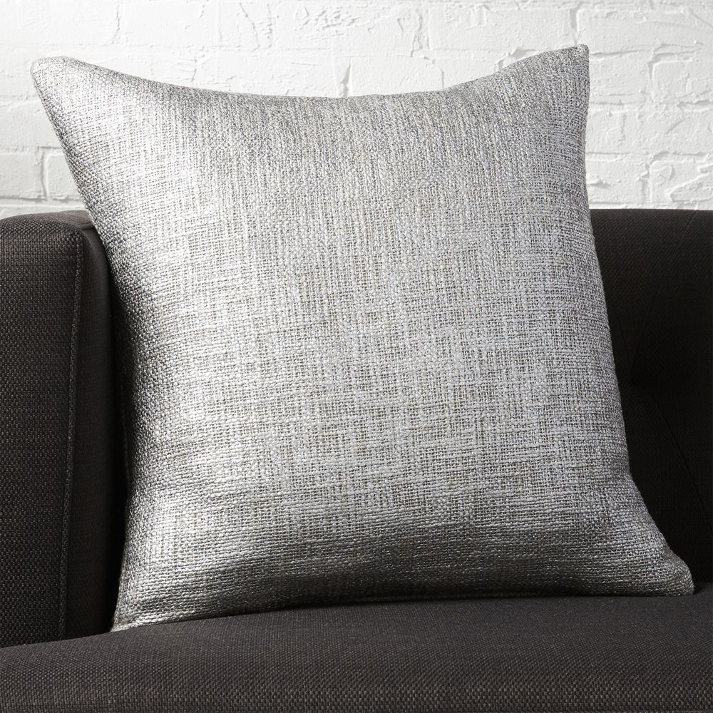 "20"" glitterati silver pillow with feather-down insert" - Image 0