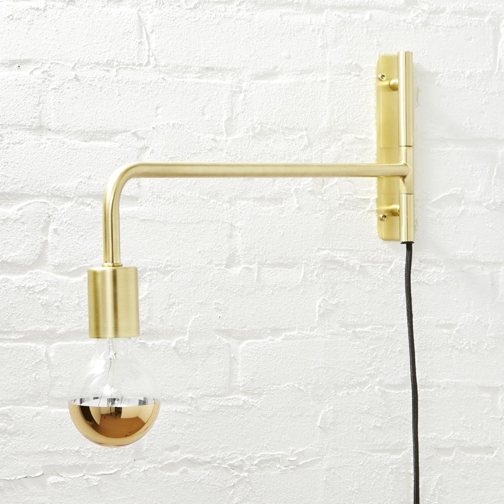 swing arm brass wall sconce - Image 0