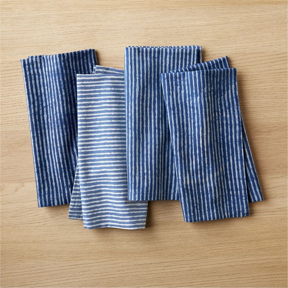 set of 4 indigo stripe napkins - Image 0