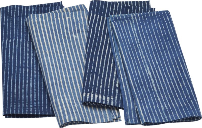 set of 4 indigo stripe napkins - Image 1