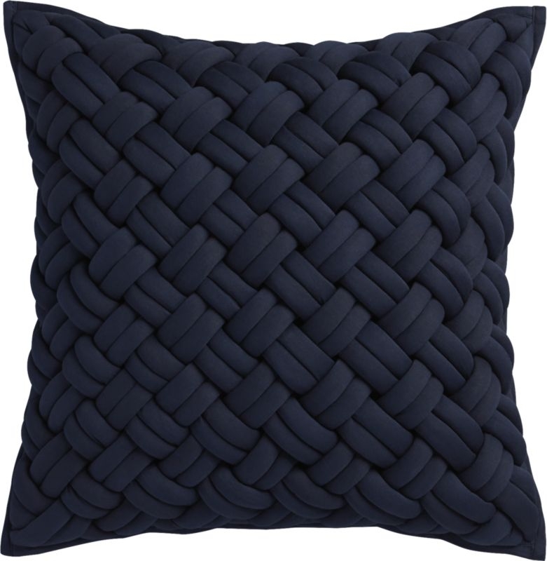 20" jersey interknit navy pillow with feather-down insert - Image 1