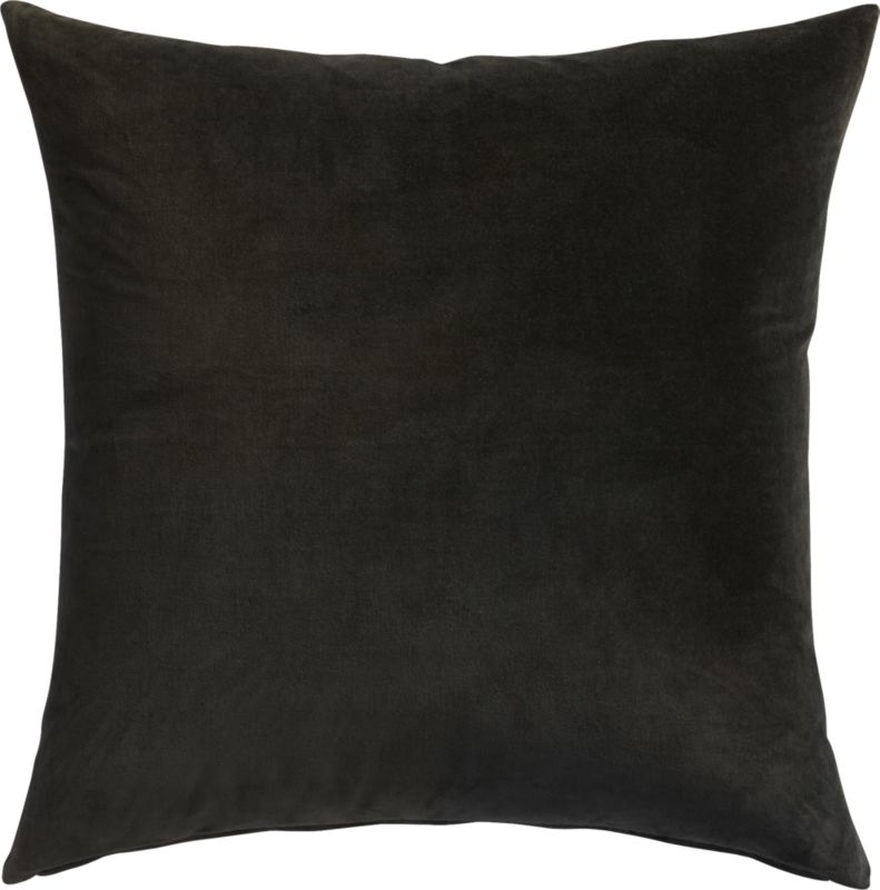 Leisure Black Velvet Throw Pillow with Down-Alternative Insert 23" - Image 0